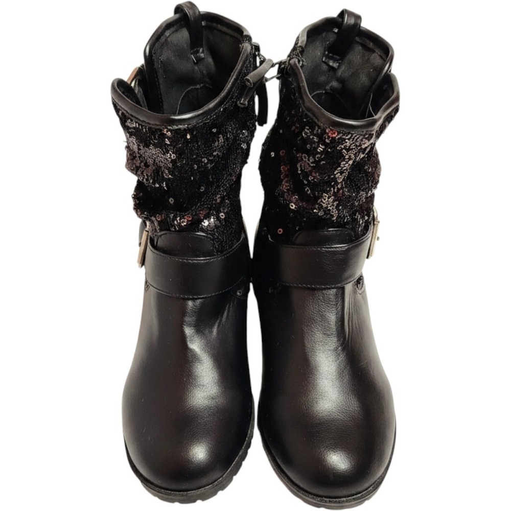 Harper Canyon Girls Black Sequin Buckle Mid Calf Boots Size‎ 4M 89171505 NWT